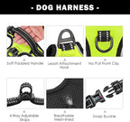 PHOEPET Reflective Dog Harness Large Breed Adjustable No Pull Vest with Handle 2 Metal Rings 3 Buckles [Easy to Put on & Take Off](L, Green)