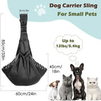 Pawaboo Small Dog Sling Carrier, Reversible Hands Free Dog Sling Carriers for Small Dogs and Cats, Puppy Slings Carrier with Adjustable Strap Buckle & Safety Harness, Puppy Essentials, Black