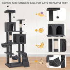YITAHOME 190.5 cm Tall Heavy Duty Cat Trees for Large Cats, Sturdy 75inch Maine Coon Cat Tower for Indoor Cats Large Adult with Scratching Post, Hammock, Cat Condo for Adult Cats Kittens, Dark Gray