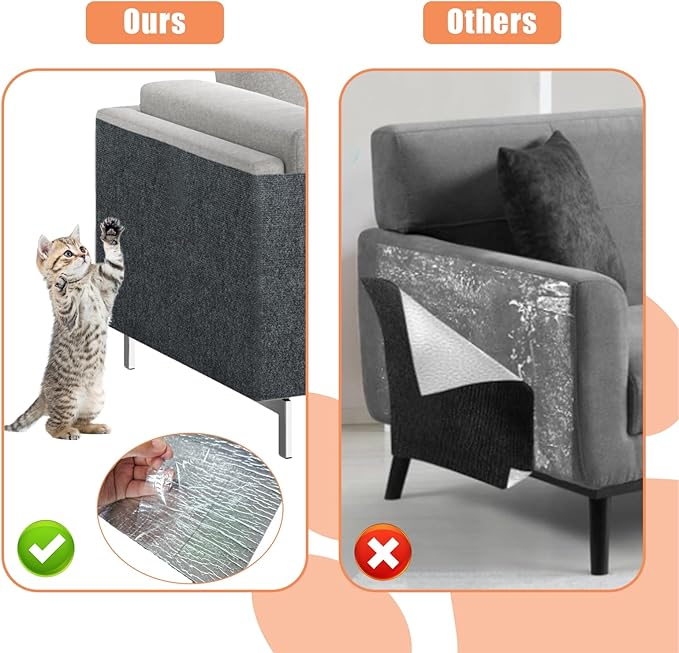 78.7"x15.8" Trimmable Cat Scratching Mat, Self-Adhesive Cat Scratch Furniture Protector Cat Scratching Post Carpet Covered Tree Shelves Replacement, Extra Large Cat Wall Climbing Carpet, Dark Gray