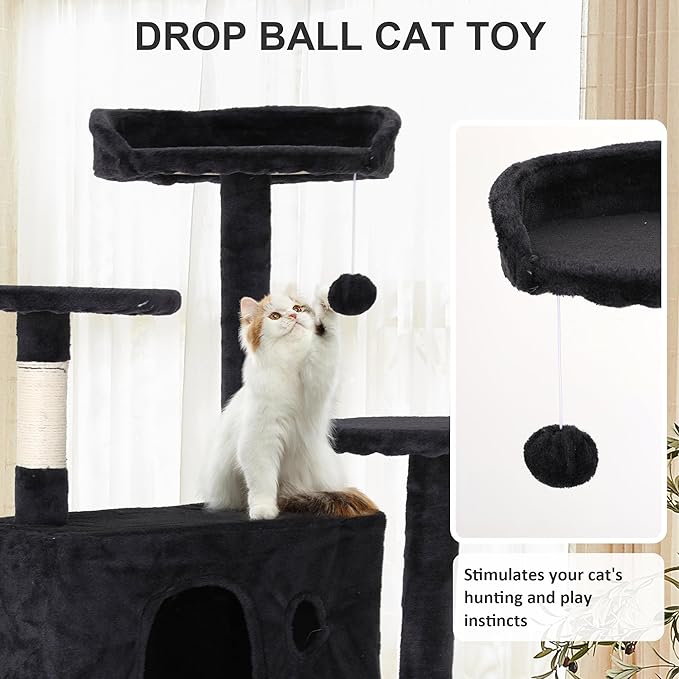 70" Multi-Level Cat Tree Tower with Scratching Posts, Toys & Condo - Space-Saving Design for Indoor Kittens, Compact Floor Footprint & Vertical Space for Multi-Cat Homes-Dark Grey