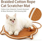 Cotton Rope Cat Scratcher Pad, Round Horizontal 43cm Indoor Cat Scratcher Pad, Cat Furniture Protection Pad Suitable for Floor Wall Sofa Carpet Sofa (Brown)