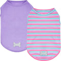 KYEESE 2Pack Dog Shirt, Soft Striped Dogs T Shirts, Lightweight Pet Tank Top, Sleeveless Dog Shirt for Small Dogs, Stretchy Comfortable Pet Vest, Purple+Blue Striped, XL