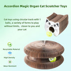 Magic Organ Cat Scratcher Cardboard Bed with Ball - Interactive Adventure Lounge & Scratch Pad for Indoor Cats, Mental Enrichment Toy for Clawing Exercise and Furniture Protection, 1-Pack