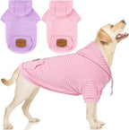 2 Pack Dog Hoodie Sweaters for Small Medium Dogs Warm Dog Clothes for Large Dogs Soft Waffle-Like Laminated Sweatshirt Bulldog (Pink+Purple, 3XL (Back: 29.5",Chest: 36.5", Neck: 27"))