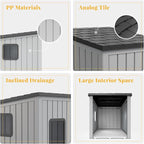 DRATO Outdoor Dog House Indoor and Outdoor with Sloped Roof Resin Material Weatherproof Roof Removable Floors for Small to Middle Sized Dogs Easy to Assemble (Gray, 24.65 * 21.5 * 22.21)