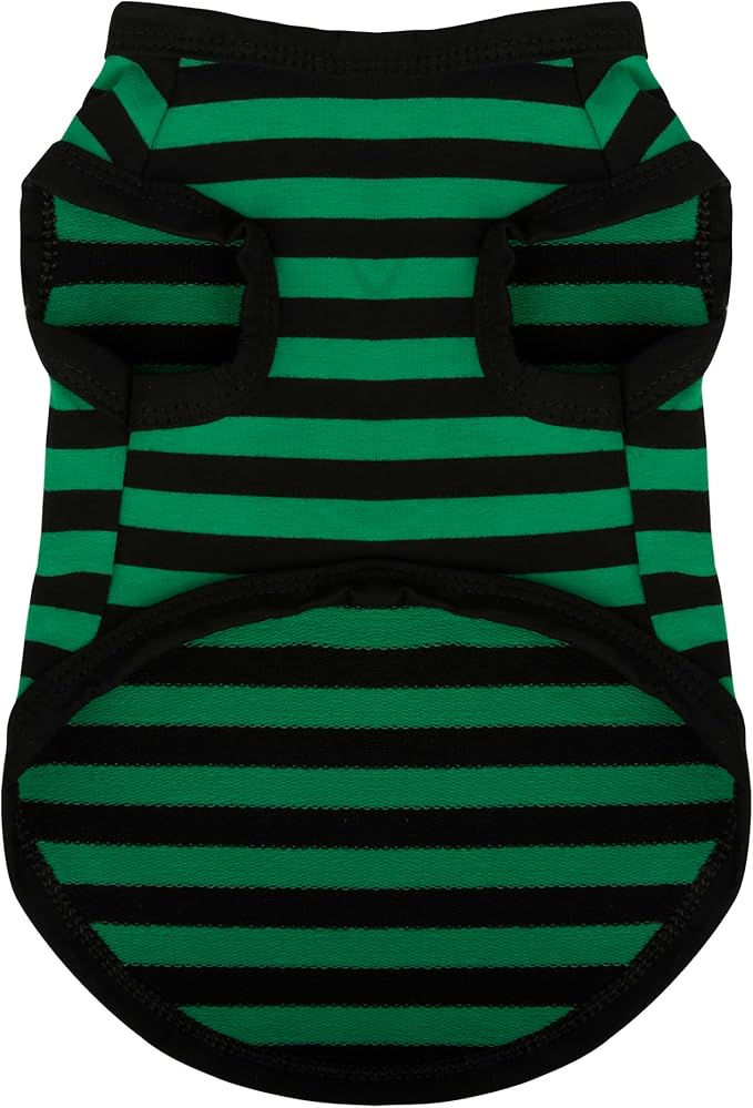 Paiaite Dog Striped Shirt Happy Color Cotton Sleeveless Puppy Tank Top Green L