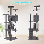 FDW | 70" Cat Tree Tower | Light Gray | Multi-Level Indoor Activity Center with Sisal Scratching Posts, Condos, Plush Perches, Hanging Cat Toys | Sturdy, Easy to Assemble | for Kittens & Adult Cats