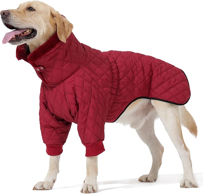 Warm Coat With Double Zipper, Winter Clothes for Small Medium Large Dogs, Turtleneck Puffer Jacket, Two Legs Cold Weather Coats, Wind & Waterproof Winter Jacket