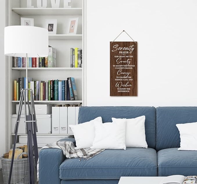 Serenity Prayer Wooden Decor Sign, God Grant Me The Serenity Wall Decor Sign, Hanging Printed Wooden Plaque Decor, Rustic Family Signs for Home Decor, Christian Gift 12x 6inch