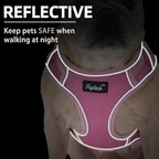PUPTECK Small Dog Harness and Leash Set, No Pull Adjustable Puppy Cat Harness, Reflective Soft Mesh Pet Vest Small Sized, Pink, S