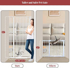 Glaf Extra Tall Pet Gate 63" Pressure Mounted Cat Door Safety Metal Cat Gate Adjustable Width Dog Gate Auto-Close Dog Door for Doorways, Stairs, Kitchen, Hallway (White, 33.86-37.4")