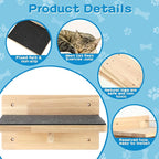 Lenwen Set of 6 Cat Wall Steps Shelf Shelves Wood Cat Climbing Shelves for Cats Mounted Furniture Cats Wall Bed Wood Stairs with Non Slip Felt for Springboard Playing (Classic)