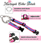 Martingale Dog Collars with Stainless Steel Chain, Reflective No Pull Walking Training Collar with Quick Release Buckle, Adjustable Slip Chain Nylon Dog Collars for Small Medium Large Dogs