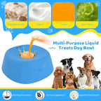Yipetor Slow Feeder Dog Bowls for Liquid Treat, Anti-Slip【Entertained Ball-in】 Bone Broth Dog Lick Bowl, 3/4 Cup Yogurt Pup Lick Toy for Large Medium Small Breeds Dietary Supplement/Post-op Nutrition