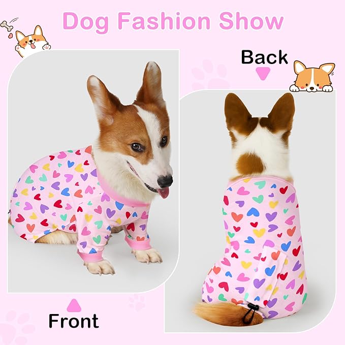 Glittme 2PACK Dog Pajamas Soft Dogs Clothes for Small Medium Dogs Elastic Cats Apparel Breathable Dog Pjs for Puppy