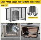 Aivituvin Large Dog House Outdoor Indoor Weatherproof Dog House for Small & Medium & Large Dogs with Unique All-Around Iron Frame＆Raised Feet（White）