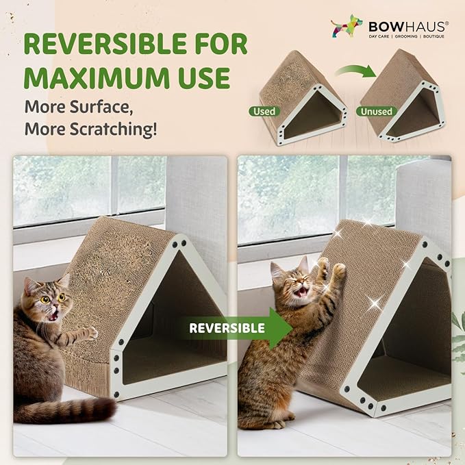 House Cat Scratcher Lounger, Reversible Scratcher, Durable & Long-Lasting, Cat Cardboard Scratcher, Large Cat Scratching Pad, Scratching Board, Scratch Pad for Indoor Cats, Brown