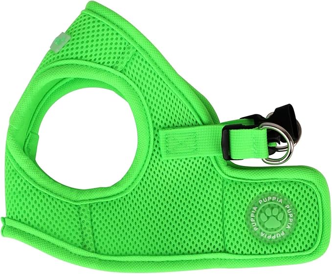 Puppia Neon Soft Vest Harness Step-in No Choke No Pull Walking Training for Small and Medium Dog, Green, Large