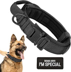 Tactical Dog Collar with Handle - Adjustable Nylon Training Military Dog Collar with Heavy Duty Metal Buckle Collar for Medium Large Dogs,with Patch