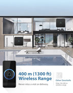 AVANTEK Wireless Doorbell, Waterproof Door Bell Chime Operating at over 1300 Feet, Classroom Doorbell with 52 Melodies, CD Quality Sound and LED Flash, 1 Button + 2 Plug-in Receivers, D-3B