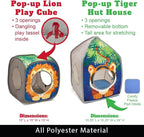 Kitty City Safari Jungle Cat Play Set, Collapsible Pop-Up Cat Toys Combo with Cube, Tunnel & Hideout, Interactive Indoor Cat Playhouse for Exercise, Hiding & Lounging