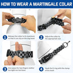 Kazazoo Martingale Collar for Dogs with Quick Release Buckle Adjustable Soft Durable Dog Collar for Small Medium Large No Pull Training Dog Collars-Black&Grey Plaid M