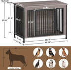 EasyCom Dog Crate Furniture for 1 or 2 Dogs, Heavy Duty Single/Double Dog Crates for Small/Medium/Large Dogs, Dog Kennel Furniture Indoor as TV Stand, Extra Large Size 47.24" L(65-92 Pounds), Oak Grey