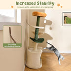 Tangkula Flower Cat Tree, Cute Cat Tower with Plush Top Perch, Cozy Condo, Sisal Scratching Post & Board, Dangling Ball, Curved Platform, Hammock, Floral Cat Tree for Indoor Cats