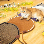 LOS ANDES 15.7'' Cat Scratcher Mat, Natural Cotton Rope Round Pad for Cats, Indoor Scratching Pads with Chew Rope and Ball, Cat Furniture Protector for Wall, Couch, Carpets, Sofa