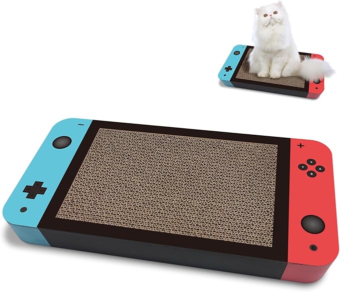 Gaming Cat Scratcher, Double Sided Cat Scratching Pad with Stickers, Game Theme Cute Kitten Interactive Toy, Kitten Toy & Cat Scratching Pad