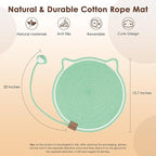 Natural Cotton Rope Cat Scratch Pad, 15.7'' Round Horizontal Floor Cat Scratching Pads, Cat Furniture Protector for Wall, Couch, Carpets, Sofas