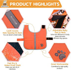 Queenmore Cold Weather Dog Coats Loft Reversible Winter Fleece Dog Vest Waterproof Pet Jacket Available in Extra Small, Small, Medium, Large Extra Large Sizes Orange