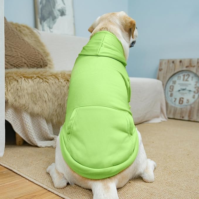 KOOLTAIL Dog Hoodie for Large Medium Small Dogs, Soft and Warm Pet Sweater with Leash Hole and Pocket Boy Girl, Puppy Fall Winter Jacket Clothes, French Pitbull Cold Weather Coat Sweatshirt,Green L