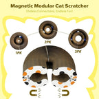 Magic Organ Cat Scratcher Toy, Foldable & Reversible Accordion Kitty Toy with Bell Ball, Interactive Cardboard Scratching Board Scratcher Pad for Indoor Cat (1 Pack)