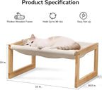 FUKUMARU Cat Bed Hammock, Cozy Velvet Cat Couch for Indoor Cats, Raised Wooden Cats Perch, 21 Inch Pet Sofa, Outdoor Dog Beds, Suitable for Puppy, Bunny and Small Animal, White