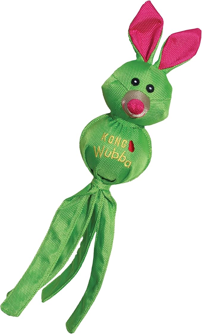 KONG Wubba Friends Ballistic Dog Toy - Durable Interactive Squeaky Toy, Assorted Colors/Animals, Fetch & Tug-of-War (Small)