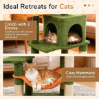 DORTALA Cat Tree for Indoor Cats, 44" Modern Cat Tower with Top Perch, Condo, Hammock, Sisal Scratching Posts, Dangling Balls, Platforms, Multi-level Pet Climbing Furniture Playground (Green & Orange)