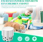30 Pieces Disposable Dog Bowls 12 oz Small Pet Feeding with Printed Pattern Dishes for Small Pet Paper Food Travel Bowls for Feeding Dogs and Cats Puppies Dry Wet Food Water