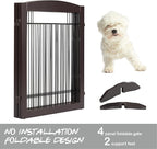 PAWLAND 96-inch Extra Wide Dog gate for The House, Doorway, Stairs, Freestanding Foldable Wire Pet Gate, Set of Support Feet Included (Espresso, 30" Height-4 Panels)