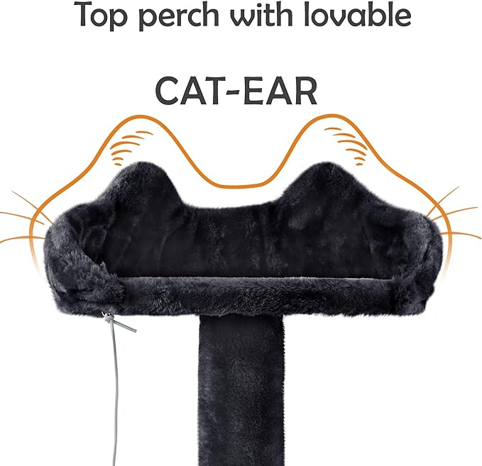 Topeakmart 61in Cat Tree for Indoor Cats, Cat Tower with Scratching Posts Spacious Perch & Platform for Kittens, Black