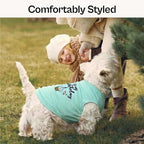 Parisian Pet Dog Shirt – 100% Cotton Shirts for Large Dogs – Blue Sleeveless Pet Clothes – Lightweight and Breathable Dog Birthday Shirt – Boy Dogs Clothes - Stretchy Pet T Shirts
