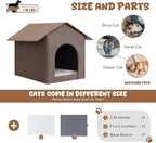 Outdoor Cat House Weatherproof, Insulated Cat Dog Houses for Outdoor/Indoor Cats for Winter, Waterproof Feral Stray Cat Shelter with Warm Cushion for All Seasons, Easy to Assemble, Brown