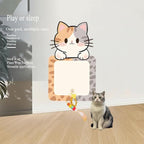 Wall-Mounted Cat Scratcher, 2025 Upgraded Indoor Cat Wall Scratcher — Self-Adhesive Double-Sided Tape, Trimable Scratching Surface, Suitable for Walls/Sofas/Floors (IncludesToy) (Calico Cat)