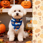 Dog Fall Bandanas - Hello Fall Autumn and Pumpkin Truck - Printed Thanksgiving Holiday Pet Bandana Snap Button Triangle Scarf, Navy, Medium and Large Breed, 30-75lbs