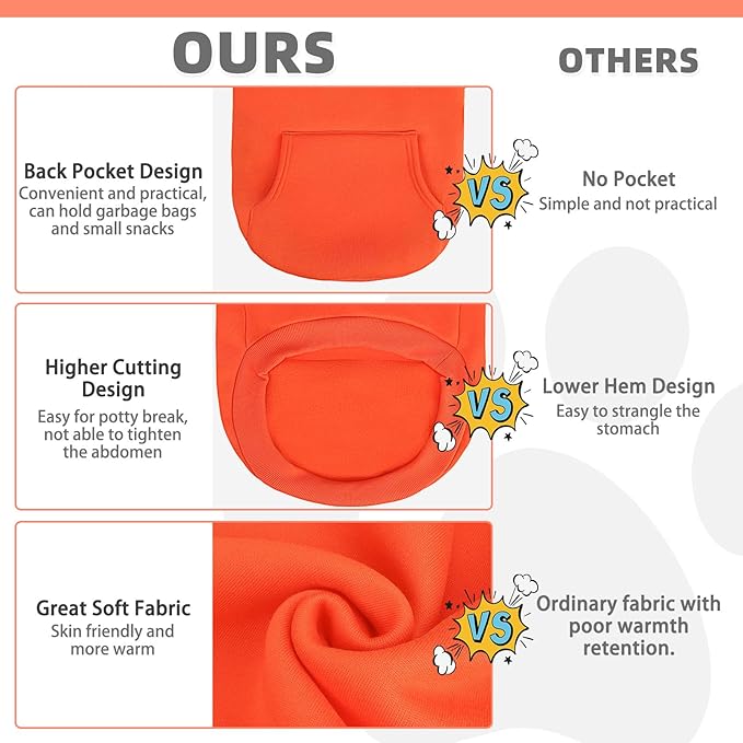 KOOLTAIL Dog Hoodie for Large Medium Small Dogs,Soft &Warm Pet Sweater with Leash Hole and Pocket Boy Girl,Puppy Fall Winter Jacket Clothes,French Pitbull Cold Weather Coat Sweatshirt,Orange SM