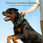 WINGOIN Tactical Dog Collar with AirTag Holder, Reflective Dog Collar for Large Dogs, Metal Buckle, Heavy Duty, Nylon Control Handle for Hunting, Training, Walking, Green, L