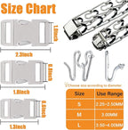 Dog Collar with Stainless Steel Buckle & Quick Release for Medium Large Dogs (Black, 3.5-4.0mm)