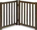 LZRS 2-Panel Wooden Free Standing Foldable Dog Gate Indoor – Solid Hardwood 24" High, Step-Over Safety Pet Gate for Doorways, Stairs & Small Spaces - Indoor Use, Walnut