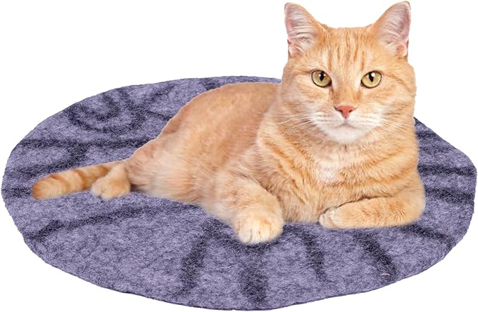 Cat Bed Mat Natural Merino Wool Cozy Large Carpet Pad for Pet Cats Kitty Small Dog House Warm Organic Sheep Wool Scratch Floor Mats Rug Bedding (Gray Tiger, X-Large)